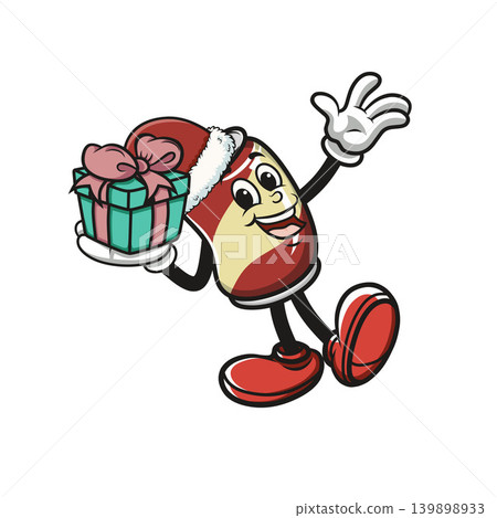 Soda is wearing Christmas hat and carrying gift box Soda is wearing Christmas hat and carrying gift box 139898933