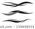 Simple wave line material set, abstract design in black and gray. 139898934