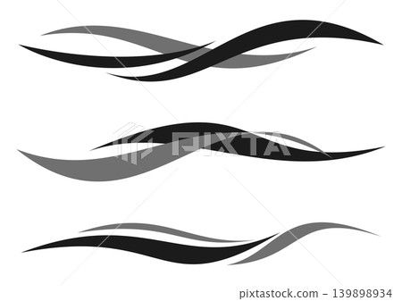 Simple wave line material set, abstract design in black and gray. Simple wave line material set, abstract design in black and gray. 139898934