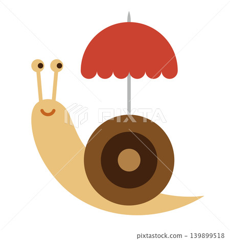 A whimsical illustration of a cute snail wearing an umbrella. 139899518