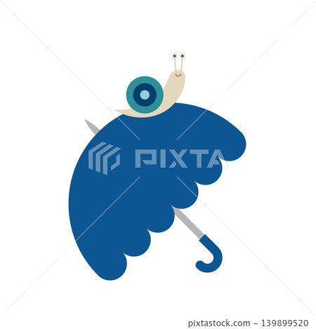An illustration of a cute snail walking on an umbrella. An illustration of a cute snail walking on an umbrella. 139899520