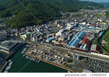 An aerial photograph overlooking the fishing port and industrial area of Bizen City, Okayama Prefecture. An aerial photograph overlooking the fishing port and industrial area of Bizen City, Okayama Prefecture. 139899593