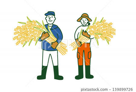 Rice farmer man and woman Rice farmer man and woman 139899726