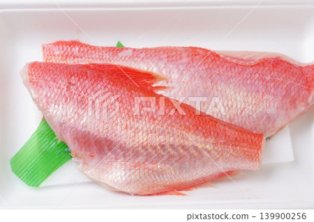 Slices of raw golden snapper Slices of raw golden snapper 139900256