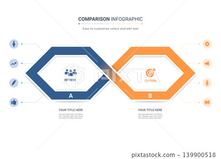 Comparison infographic template. Modern versus chart, decision making diagram and comparison table design for business presentation, workflow and product evaluation. Comparison infographic template. Modern versus chart, decision making diagram and comparison table design for business presentation, workflow and product evaluation. 139900518