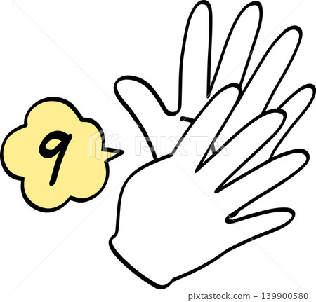 Hand-drawn pointing number 9 Hand-drawn pointing number 9 139900580