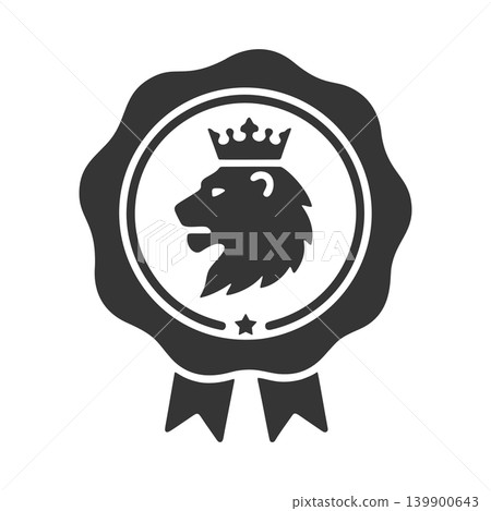 Sealing stamp-style silhouette icon: Lion Sealing stamp-style silhouette icon: Lion 139900643