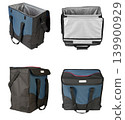 Insulated cooler bag set isolated on white background, thermal food delivery and picnic bag 139900929