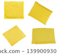 Yellow padded envelopes isolated on white background, bubble mailer packaging set, shipping concept 139900930