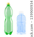 Plastic bottles set isolated on white background, green and blue empty packaging containers 139900934