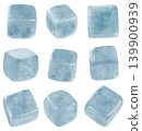 Blue ice cubes isolated on white background, frozen water cubes set, cold drink concept 139900939