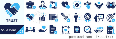A set of silhouette icons related to vector trust. A set of silhouette icons related to vector trust. 139901343