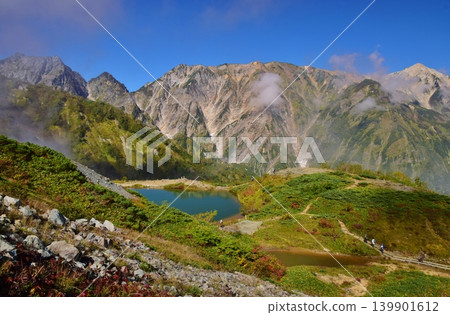 The peaks of Hakuba reflected in Happo Pond The peaks of Hakuba reflected in Happo Pond 139901612