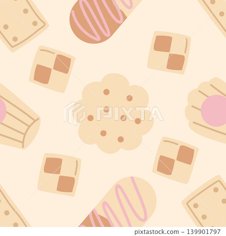 Sweet Cookie Seamless Pattern with Cute Flat Vector Biscuits Texture Sweet Cookie Seamless Pattern with Cute Flat Vector Biscuits Texture 139901797