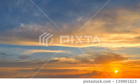 Warm Sunset Sky With Dramatic Cloud Formation 139901823