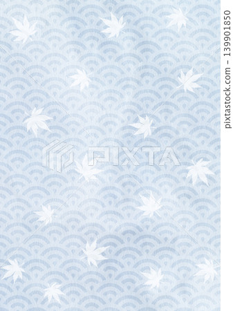 Washi paper image featuring autumn leaves and a wave pattern. Washi paper image featuring autumn leaves and a wave pattern. 139901850