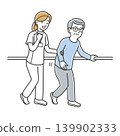 Senior man doing walking training and woman helping 139902333