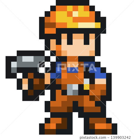 Game-style pixel art worker 139903242