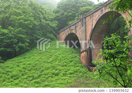 The Usui Third Bridge cutting through the forest and the fresh greenery The Usui Third Bridge cutting through the forest and the fresh greenery 139903632