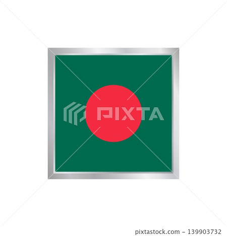 Bangladesh Flag with Square Silver Frame Bangladesh Flag with Square Silver Frame 139903732