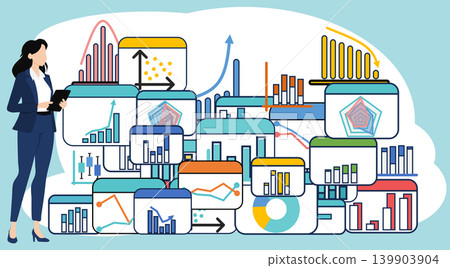 Illustration of a businesswoman thinking about business strategies Illustration of a businesswoman thinking about business strategies 139903904