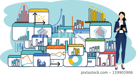Illustration of a businesswoman thinking about business strategies 139903906