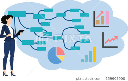 Illustration of a businesswoman thinking about business strategies 139903908