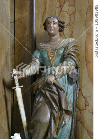 Saint Catherine of Alexandria statue on the altar of Saint Anthony of Padua in the All Saints Church in the Bedenica, Croatia Saint Catherine of Alexandria statue on the altar of Saint Anthony of Padua in the All Saints Church in the Bedenica, Croatia 139903989