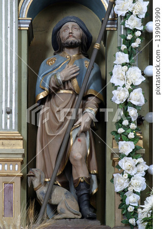 Saint Roch statue at the altar in the Parish Church of Saint Joseph in Sisljavic, Croatia Saint Roch statue at the altar in the Parish Church of Saint Joseph in Sisljavic, Croatia 139903990