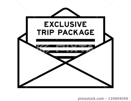 Envelope and letter sign with word exclusive trip package as the headline Envelope and letter sign with word exclusive trip package as the headline 139904049
