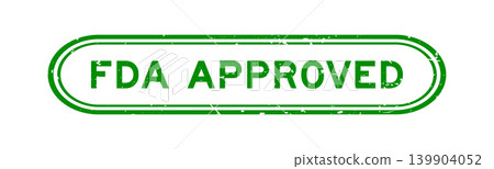 Grunge green FDA approved word rubber seal stamp on white background 139904052