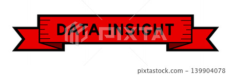 Ribbon label banner with word data insight in red color on white background 139904078