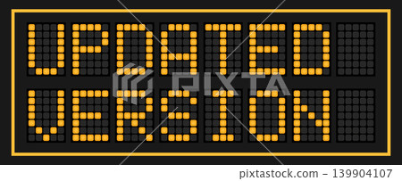 Orange color led banner in word updated version on black background Orange color led banner in word updated version on black background 139904107