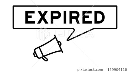 Megaphone icon with speech bubble in word expired on white background Megaphone icon with speech bubble in word expired on white background 139904116