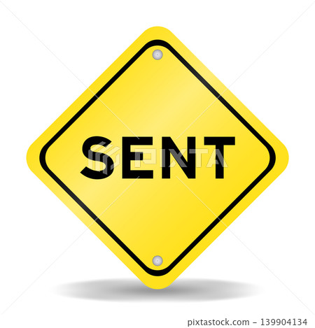 Yellow color transportation sign with word sent on white background Yellow color transportation sign with word sent on white background 139904134