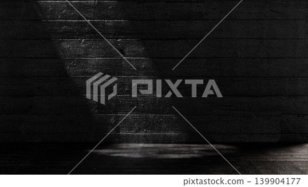 A room with dark wooden walls illuminated by sunlight. A blank space for branding and presentations. A room with dark wooden walls illuminated by sunlight. A blank space for branding and presentations. 139904177