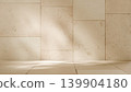 A room with sunlight shining on the tiles. Window shadows. A space for branding and presentations. 139904180