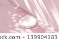 A pedestal bathed in sunlight in a pink space. A space for branding and presentations. 139904183