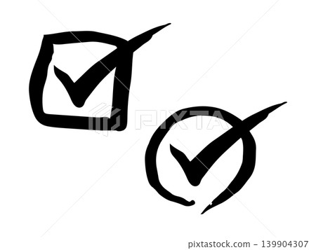 A checkmark made by hand with a brush A checkmark made by hand with a brush 139904307