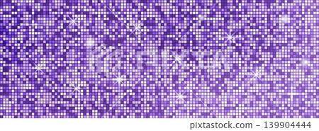 Disco ball pattern with mirror mosaic texture. Purple sequin background. Seamless nightclub bg. Disco ball pattern with mirror mosaic texture. Purple sequin background. Seamless nightclub bg. 139904444
