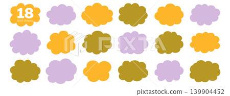 Playful fluffy label shapes. Cloud frames with jagged edges. Vector elements for kids design. Playful fluffy label shapes. Cloud frames with jagged edges. Vector elements for kids design. 139904452