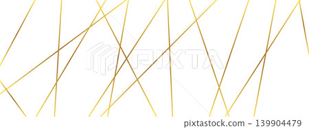 Luxury background with chaotic grid of thin and thick gold lines. Futuristic asymmetric pattern with triangular shapes. 139904479