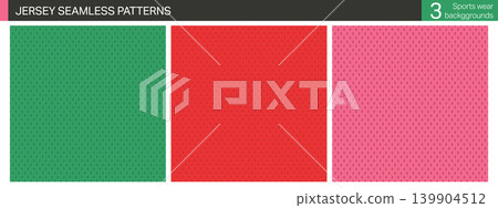 Sportswear mesh texture set. Seamless jersey material backgrounds with perforated holes. Sportswear mesh texture set. Seamless jersey material backgrounds with perforated holes. 139904512