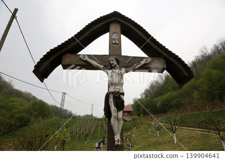 Roadside Crucifix in Zagorje region, Croatia Roadside Crucifix in Zagorje region, Croatia 139904641