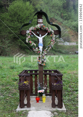Roadside Crucifix in Zagorje region, Croatia Roadside Crucifix in Zagorje region, Croatia 139904642