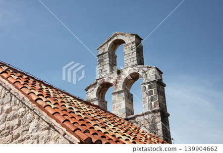 The bell tower of the church of Saint Mary in Punta, Budva, Montenegro 139904662