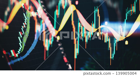 Colorful Candlestick Trading Chart Background for Market Analysis and Technical Trading 139905004