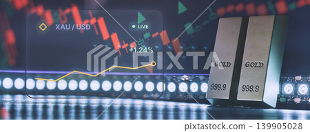 Gold Trading and Bullion Investment Concept with Rising XAU/USD Interface 139905028