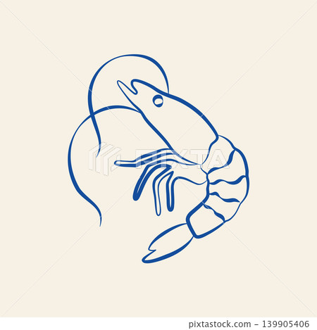 Hand-drawn shrimp in line art doodle style for event decor, menu, seafood restaurant branding or seaside vacation project Hand-drawn shrimp in line art doodle style for event decor, menu, seafood restaurant branding or seaside vacation project 139905406