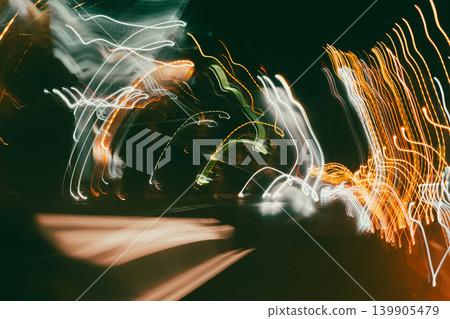 Abstract Light Trails From Headlights Creating A Colorful Pattern Abstract Light Trails From Headlights Creating A Colorful Pattern 139905479
